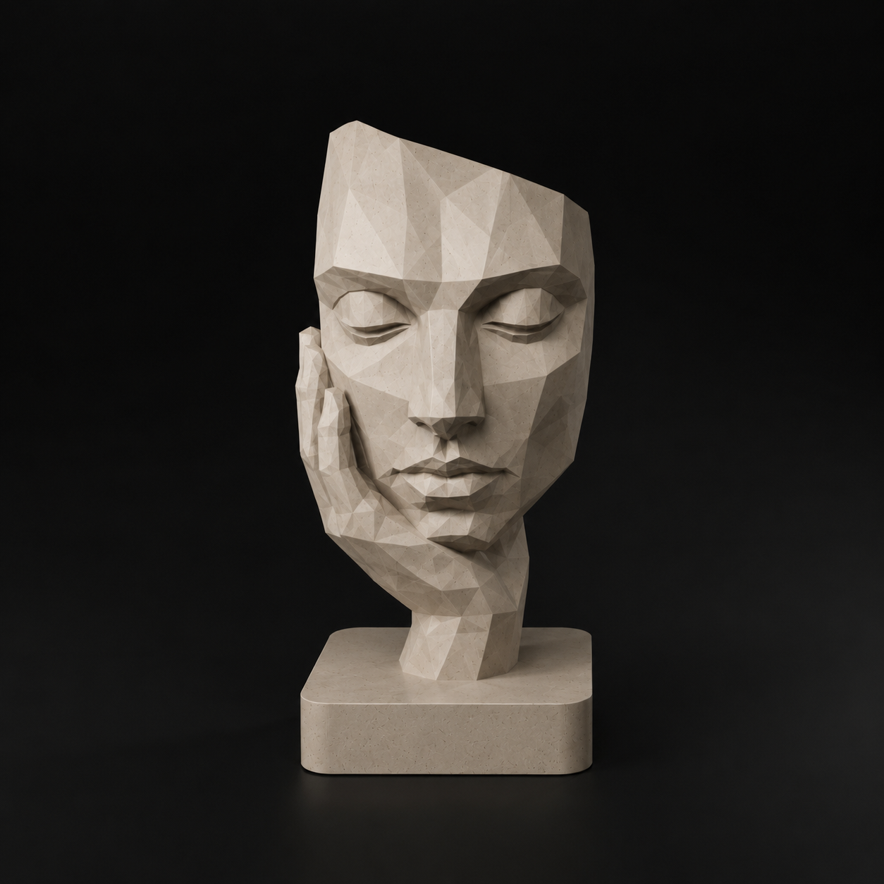 Low Poly Face Sculpture STL File for 3D Printing Modern Abstract Decor