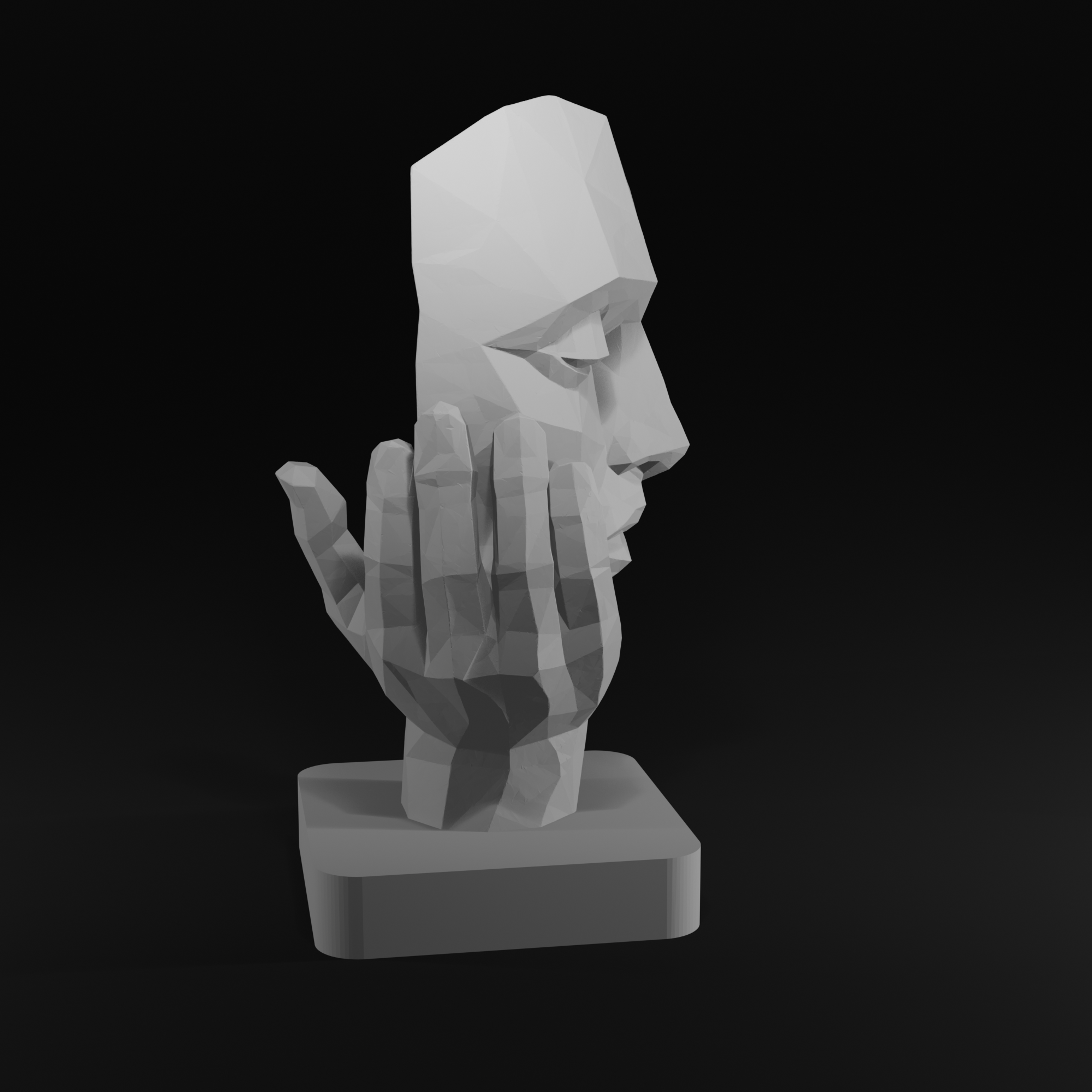 Low Poly Face Sculpture STL File for 3D Printing Modern Abstract Decor