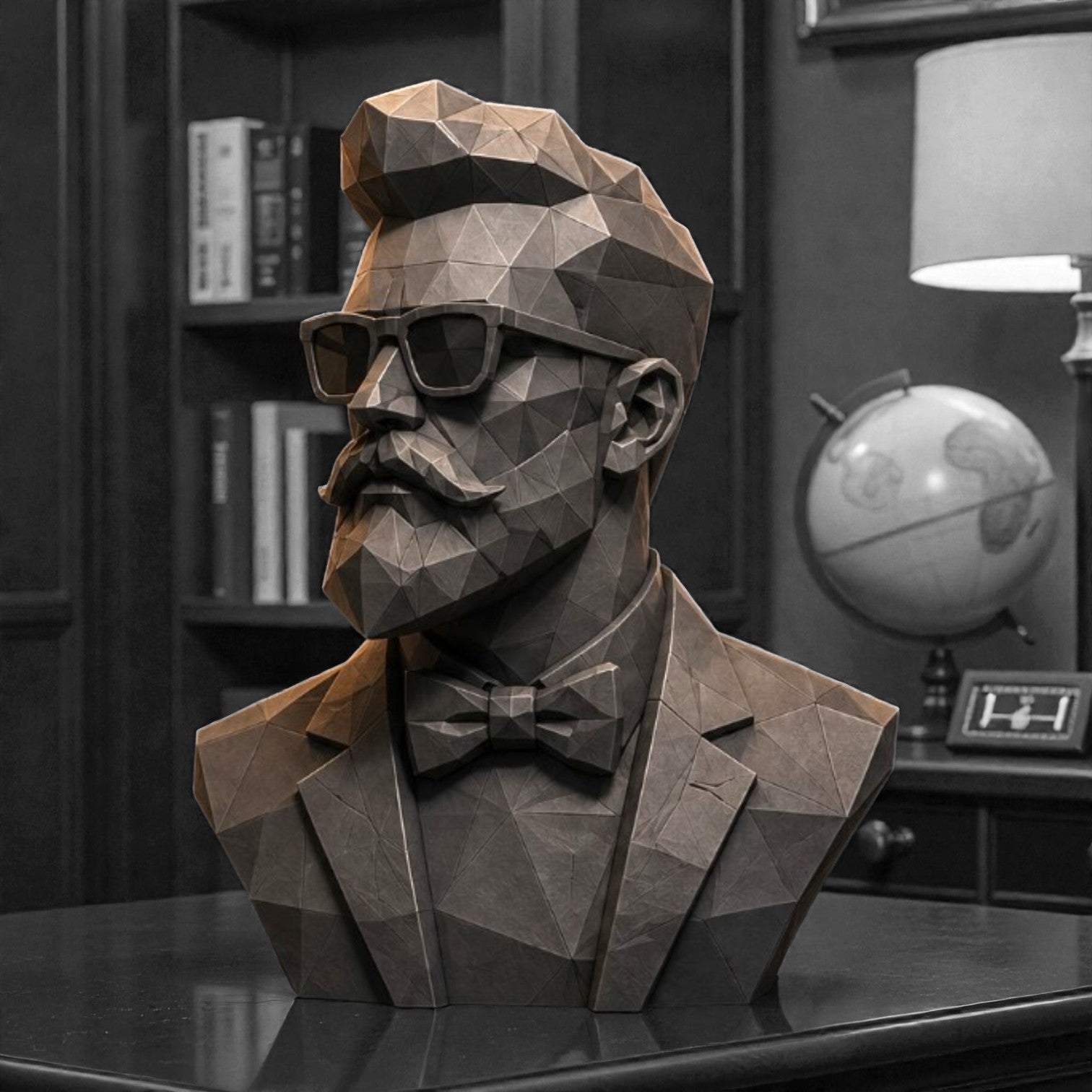 Low Poly Gentleman Bust STL – Modern Barber Shop Decor 3D Print - Geometric Man Sculpture STL Main image