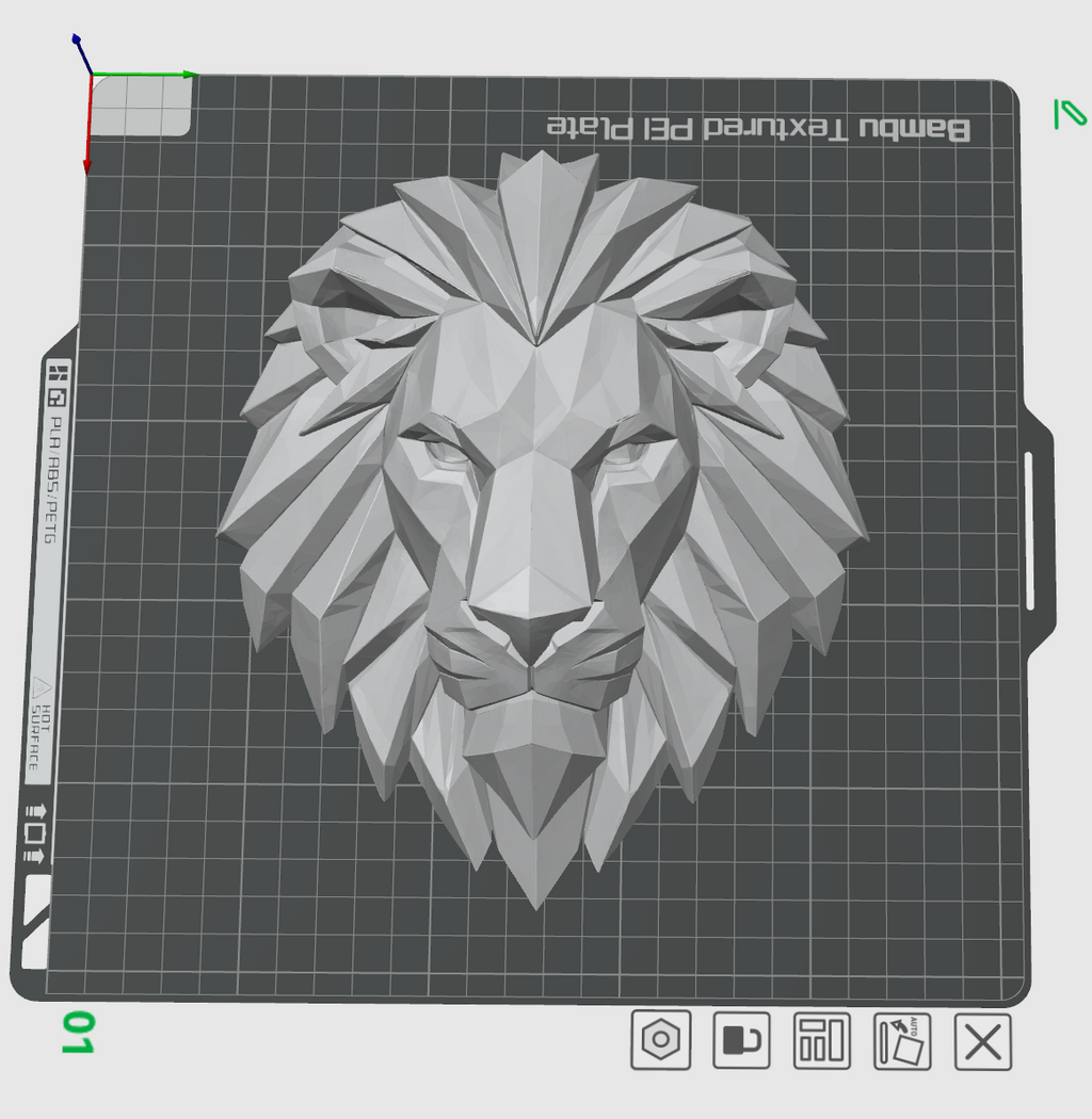 Lion Wall Art STL – Geometric 3D Wall Decor with Keyhole Mount - Low Poly Lion Head