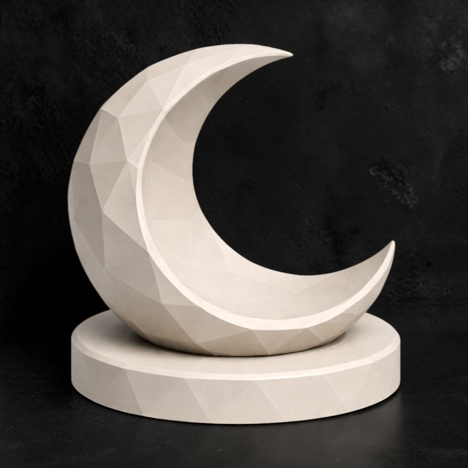 Low Poly Moon Sculpture STL File – 3D Print Decor Download Main image