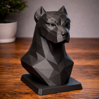 Low poly pitbull bust front view modern geometric dog sculpture