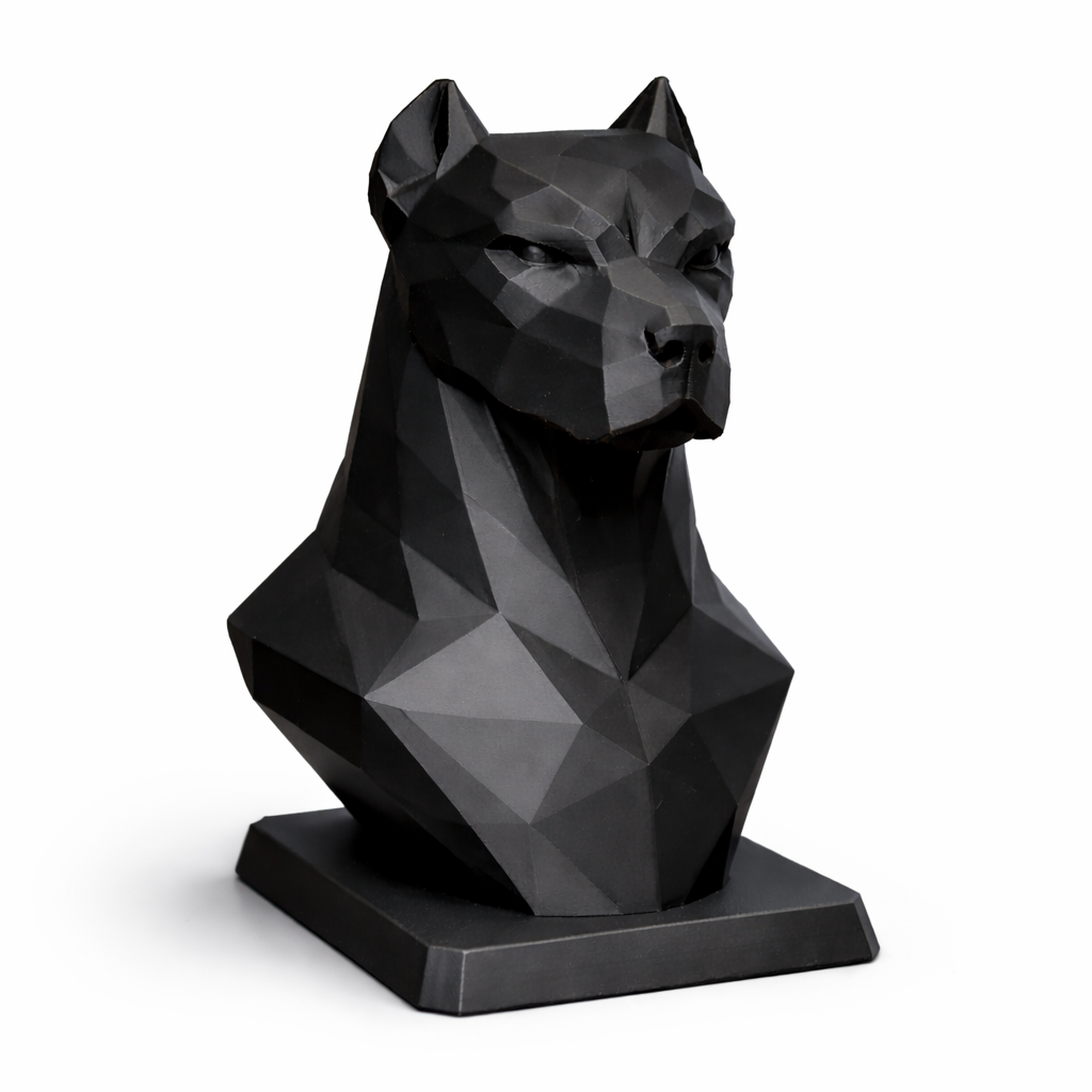 Low Poly Pitbull Bust – Geometric Dog Sculpture Decor