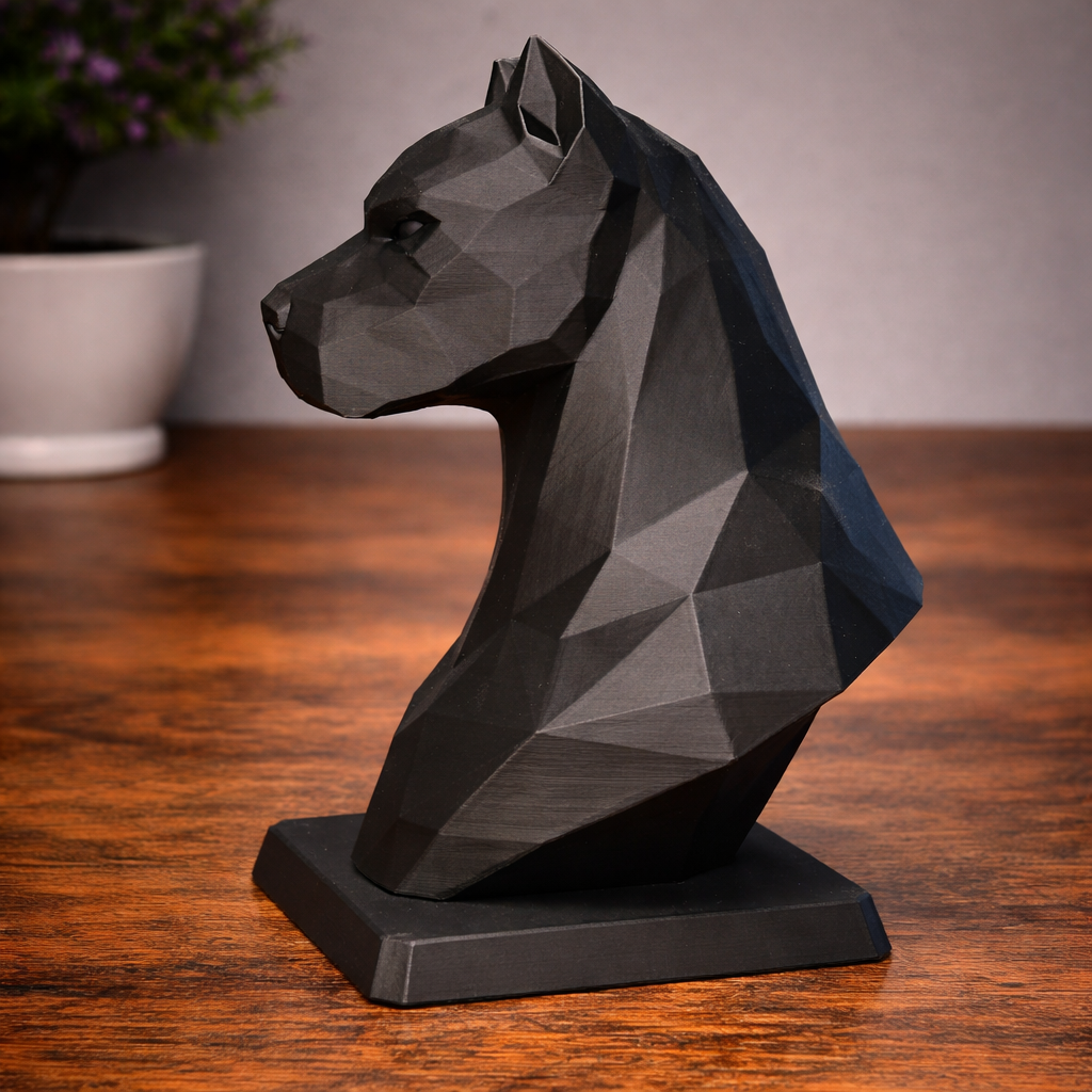 Low poly pitbull bust side profile geometric dog sculpture decor