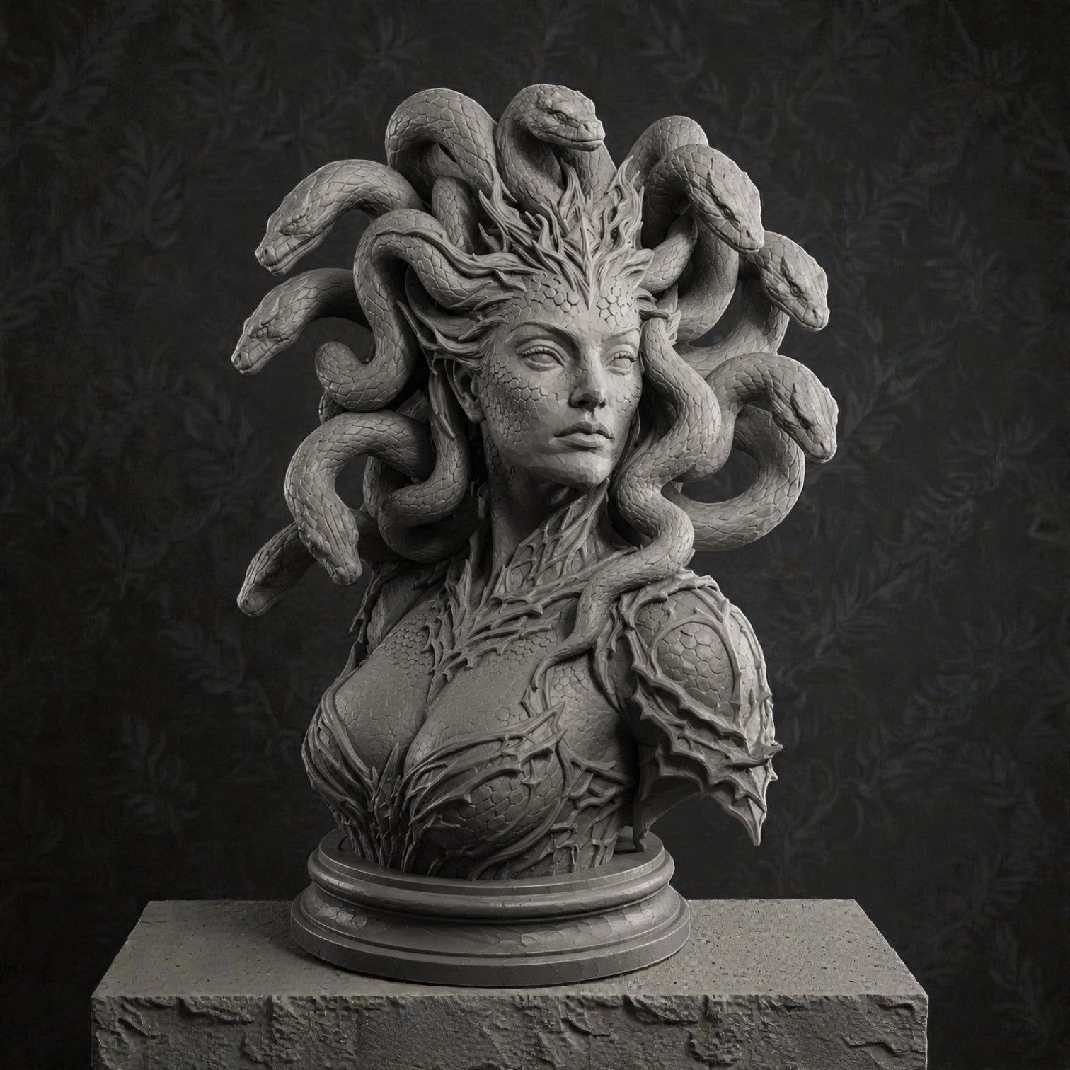 Medusa Queen Bust STL File for 3D Printing Mythological Sculpture Main image