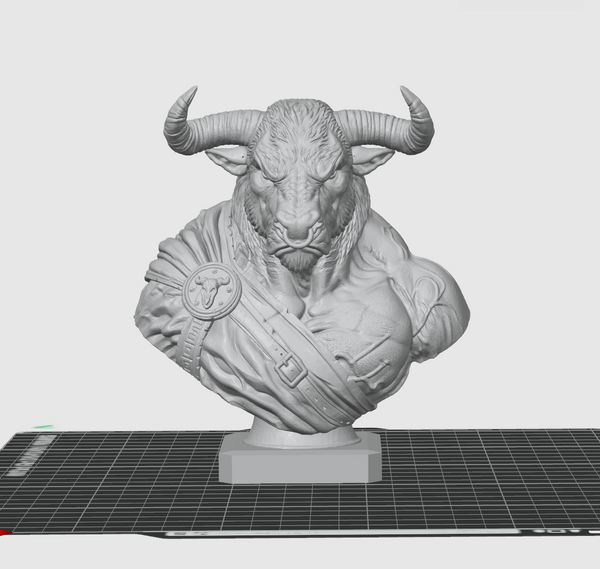 Minotaur Warrior Bust STL File – Mythology Sculpture 3D Print