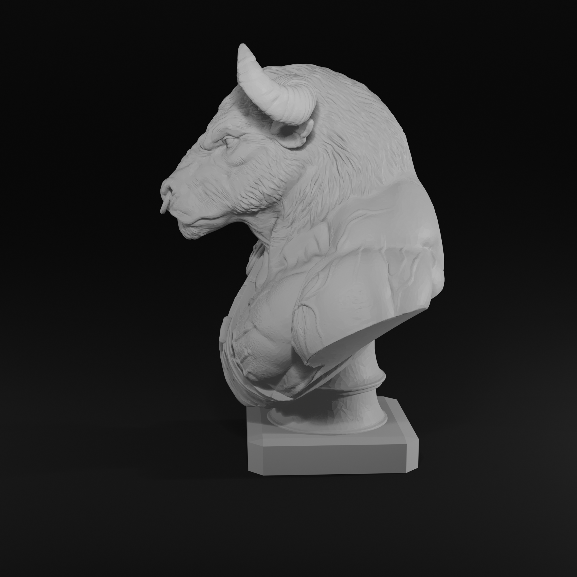 Minotaur Warrior Bust STL File – Mythology Sculpture 3D Print