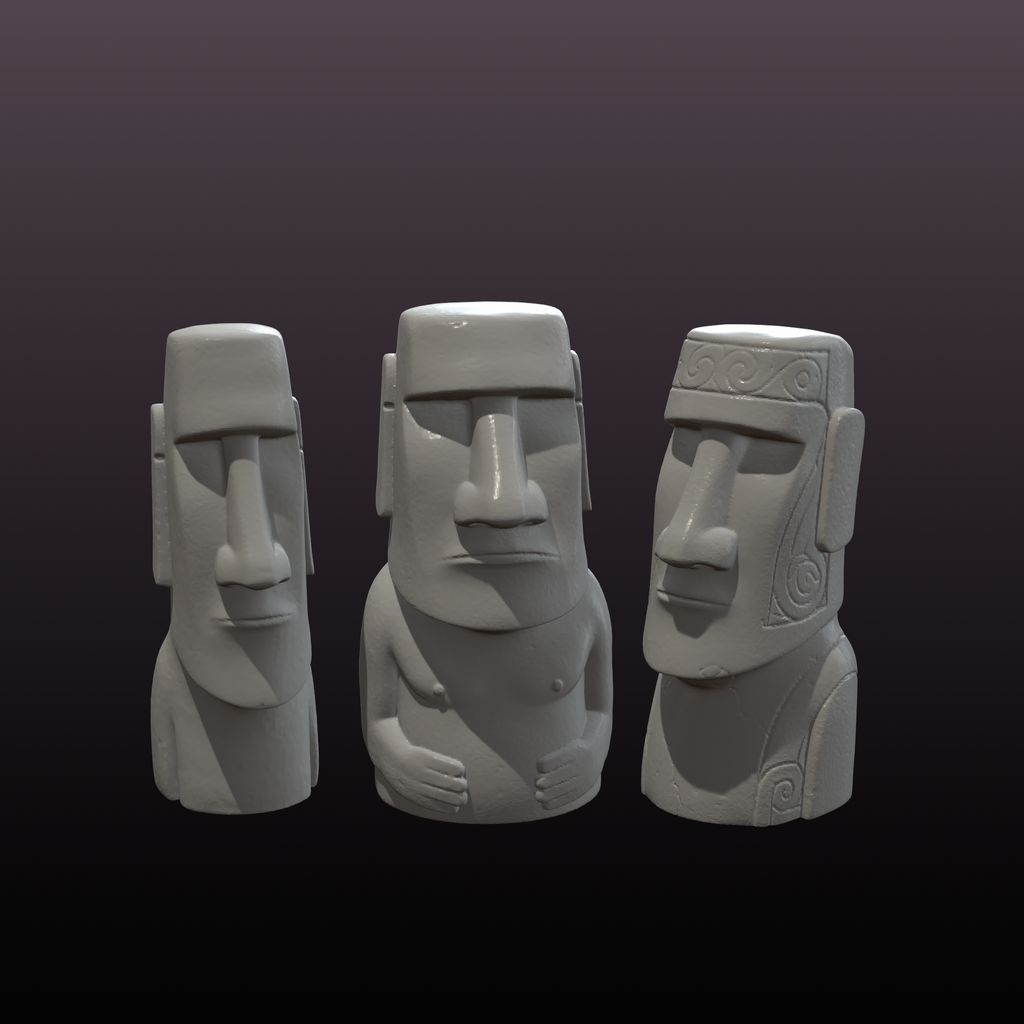 Moai Statue Set STL – Easter Island Sculpture 3D Print File