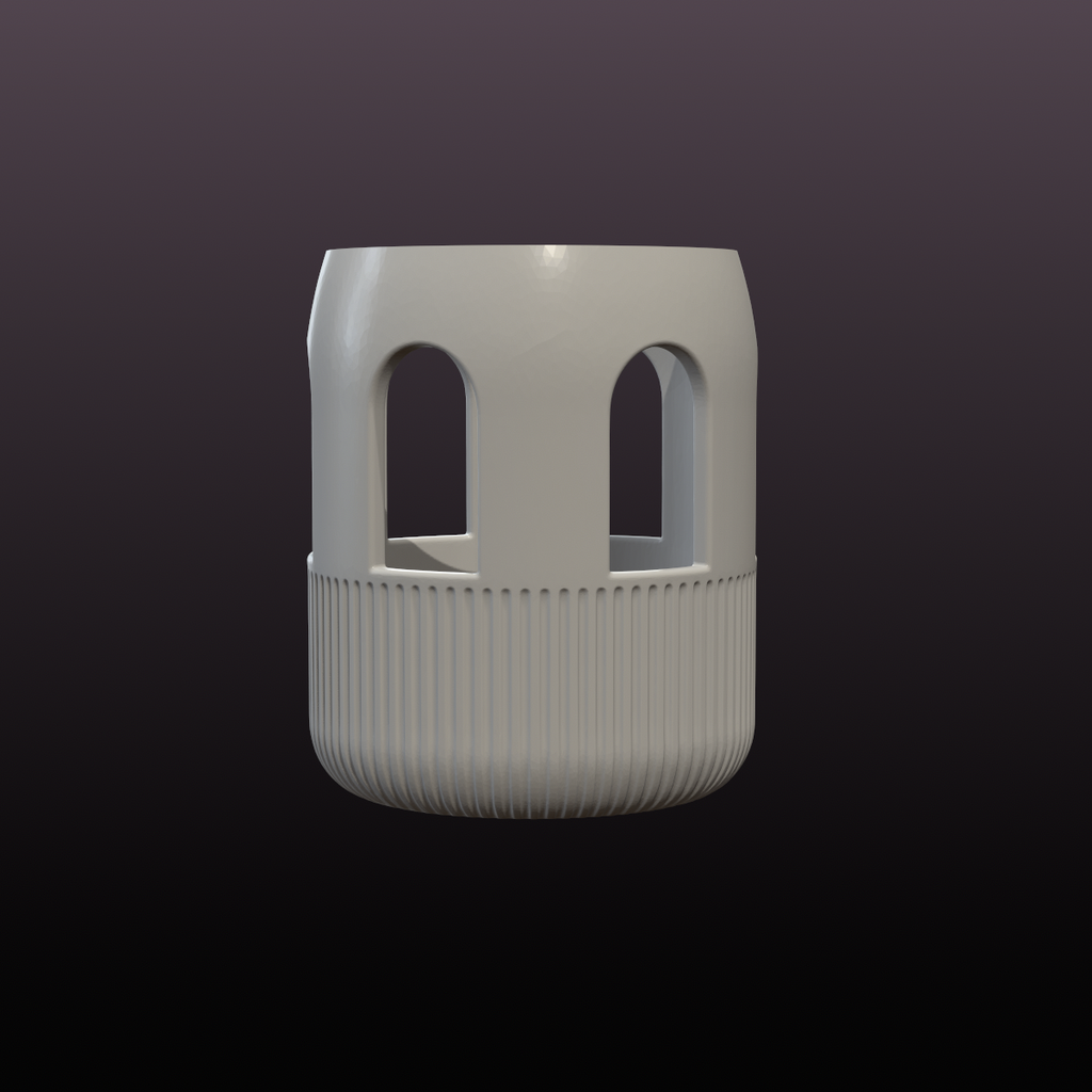 Modern Ribbed LED Lantern STL File – Arched Window Candle Holder for 3D Printing