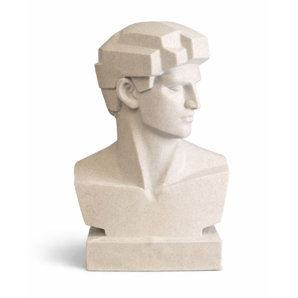 Modern David bust 3D printed in marble PLA, 18cm sculptural decor