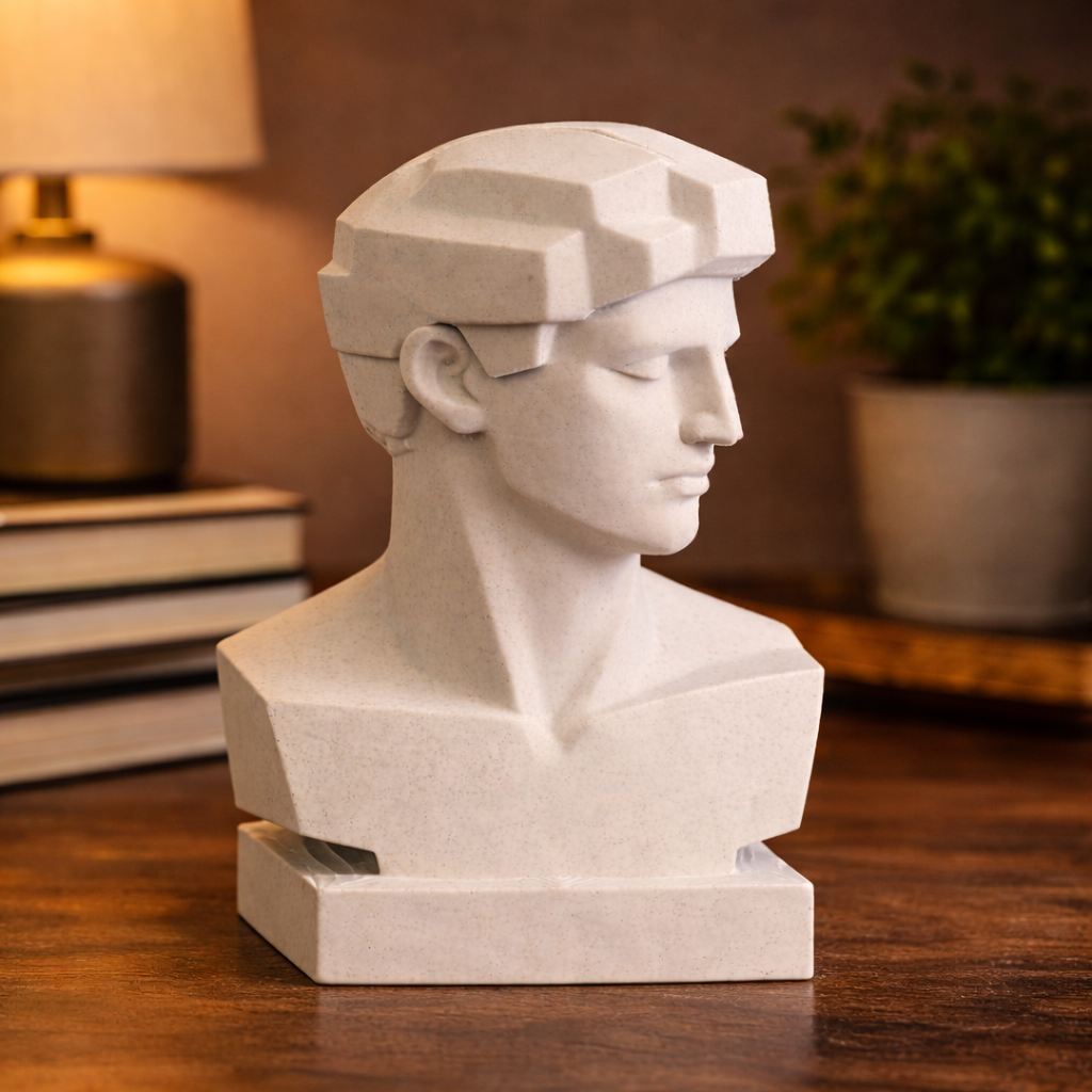 Modern David Bust – Classical Sculpture Reimagined | 18cm Marble PLA