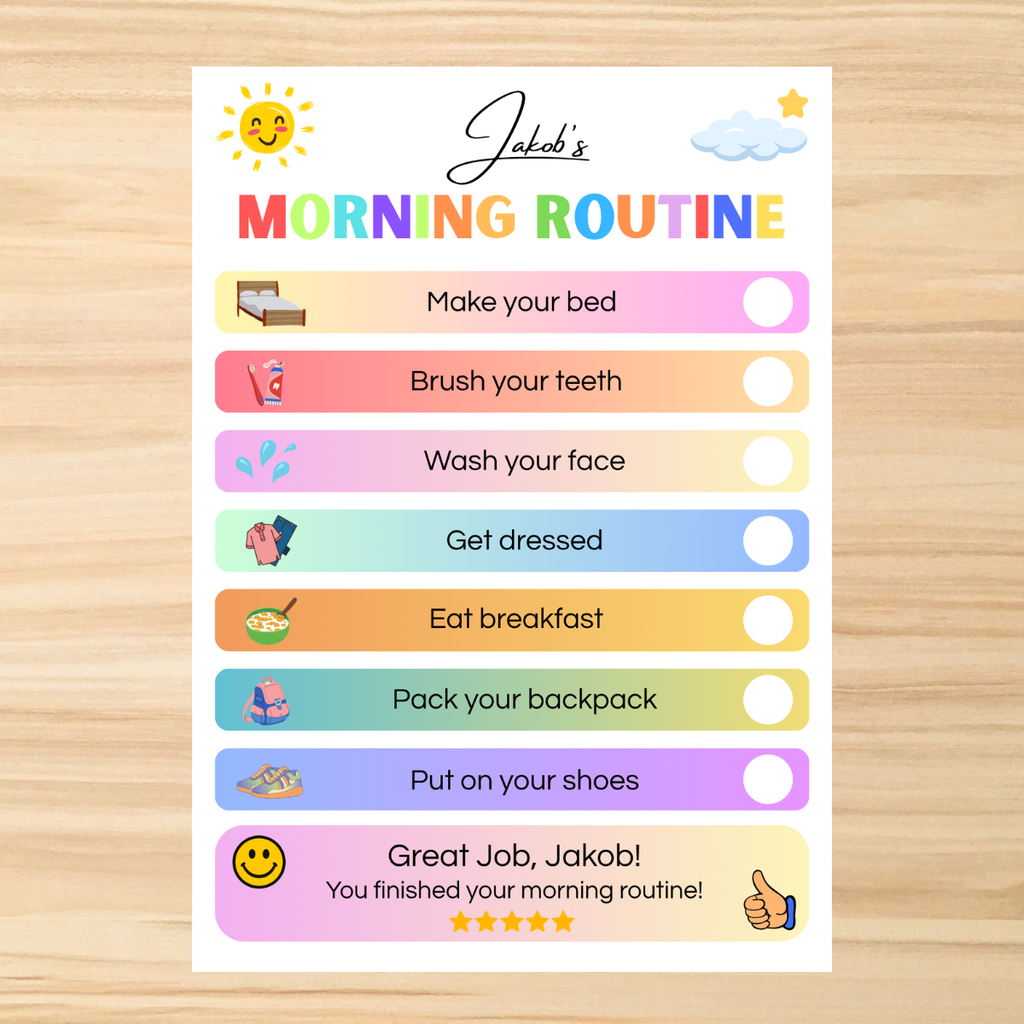 Editable Kids Routine Chart Canva Template Bundle | Morning Evening Daily Routine Printable