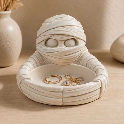 Mummy Desk Organizer STL File – Halloween Trinket Tray, Jewelry Dish & 3D Print Catchall