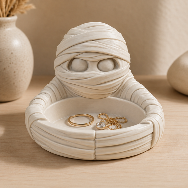 Mummy Desk Organizer STL File – Halloween Trinket Tray, Jewelry Dish & 3D Print Catchall