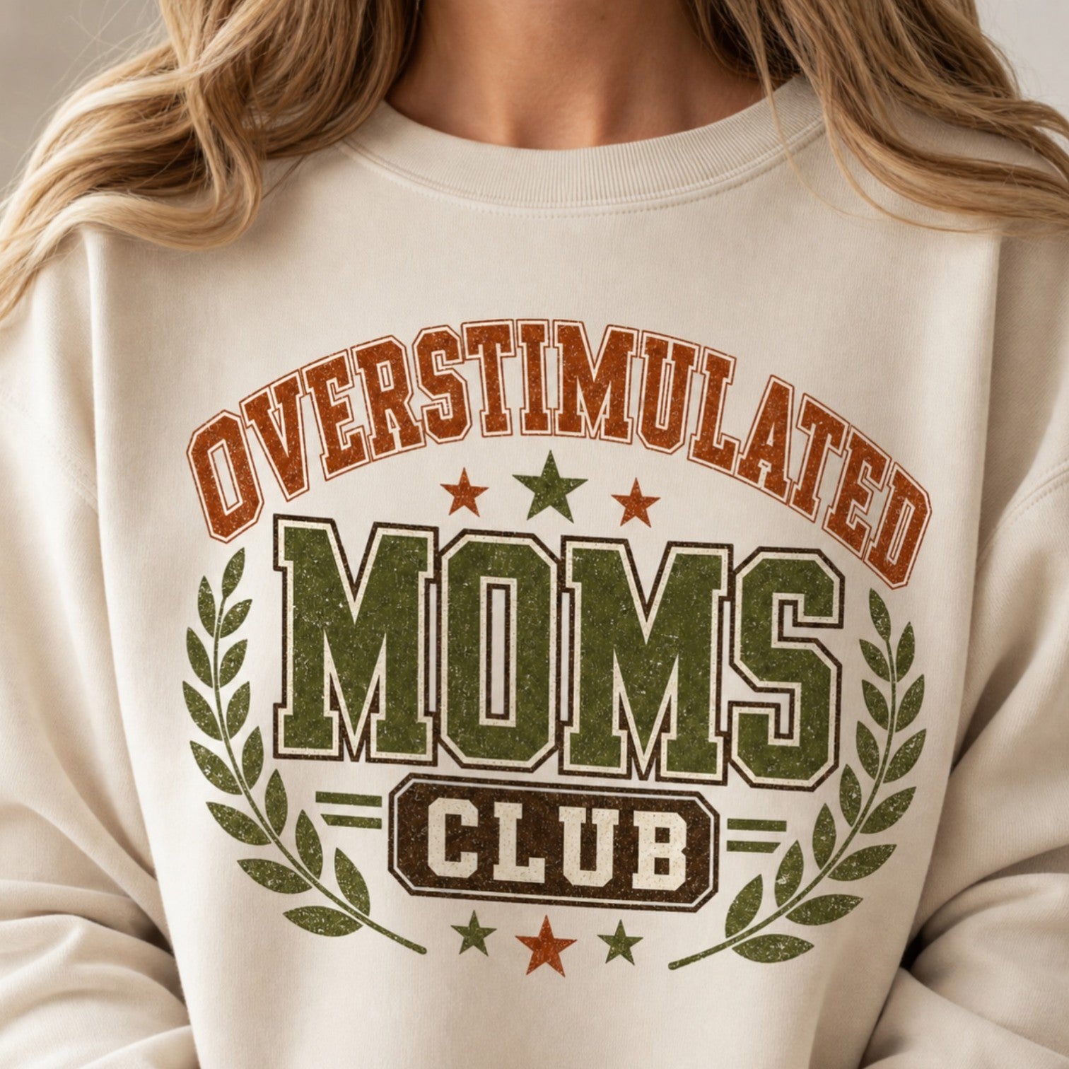 Overstimulated Moms Club PNG Sublimation Design | Retro Varsity Mom Sweatshirt Main image