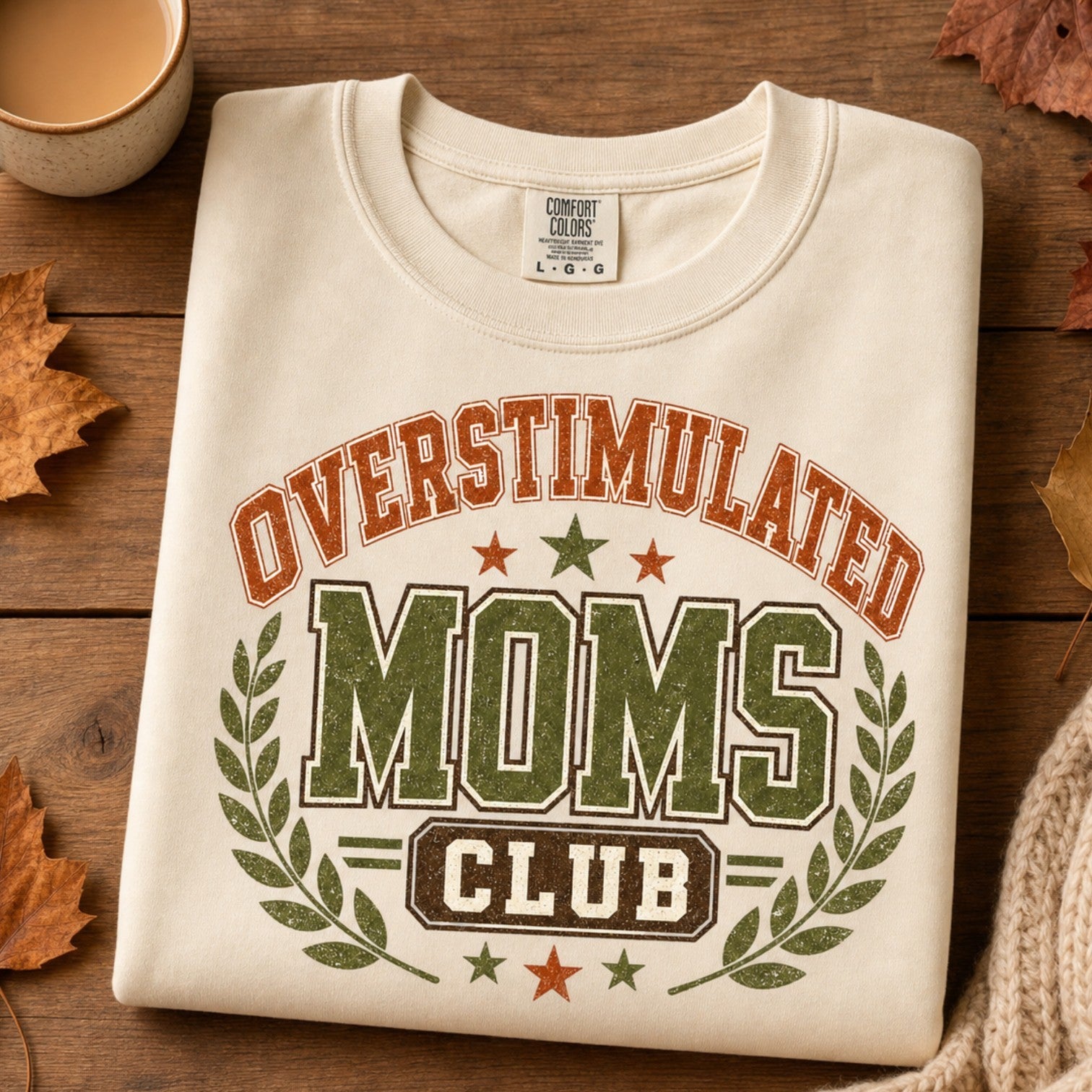 Overstimulated Moms Club PNG Sublimation Design | Retro Varsity Mom Sweatshirt