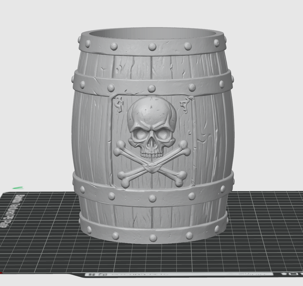 Pirate Barrel Pen Holder STL File – Skull Desk Organizer 3D Print