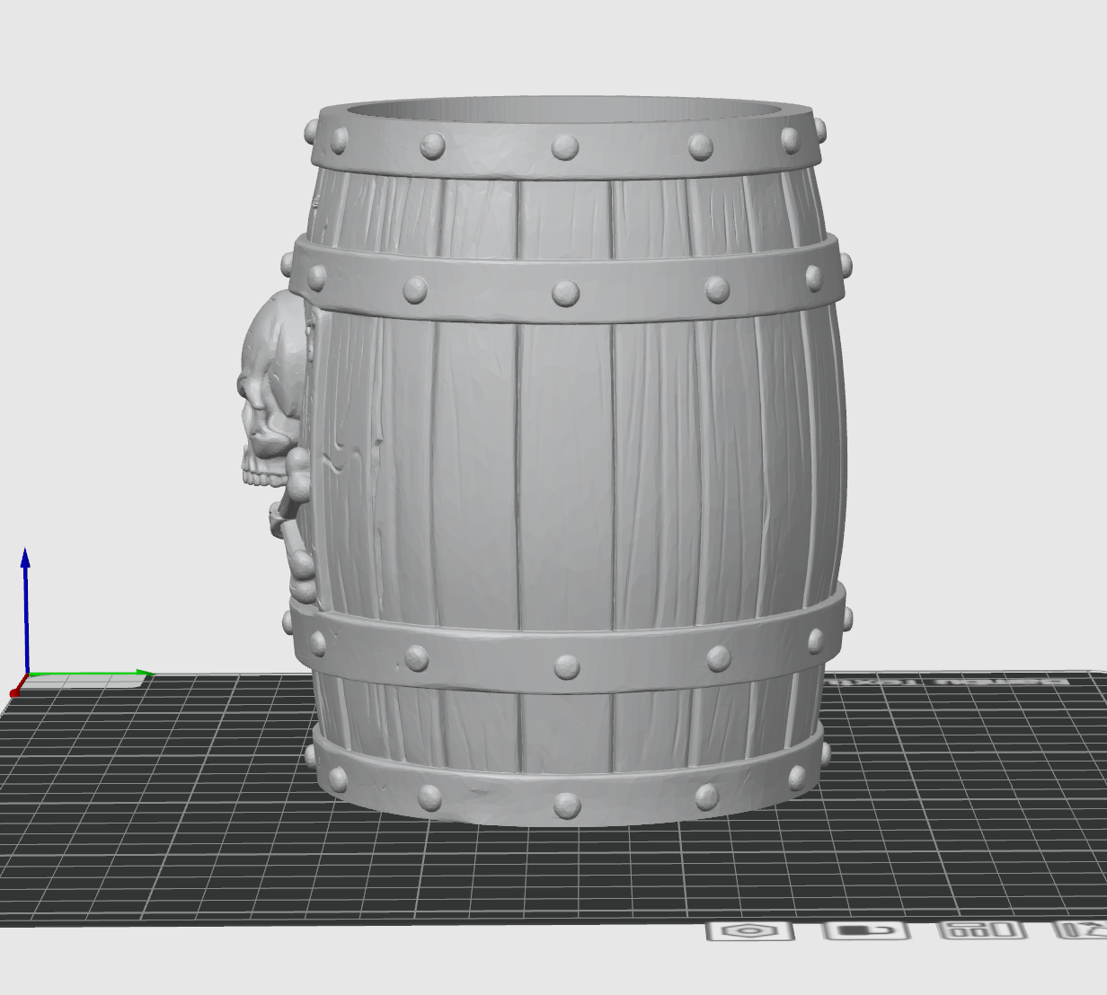 Pirate Barrel Pen Holder STL File – Skull Desk Organizer 3D Print