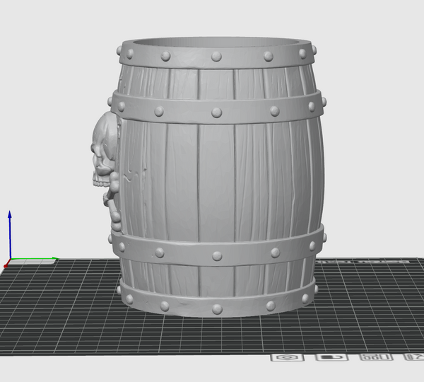Pirate Barrel Pen Holder STL File – Skull Desk Organizer 3D Print