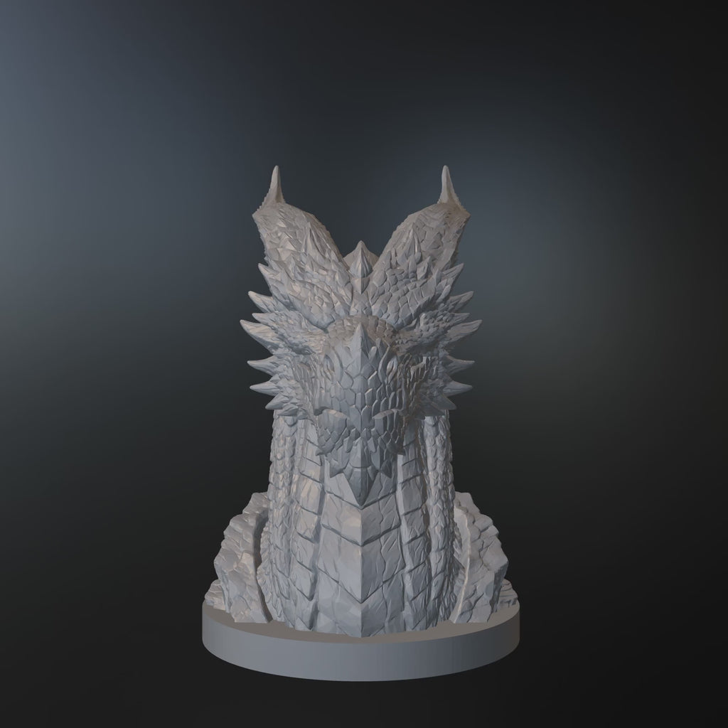 Dragon Bust STL File for 3D Printing Fantasy Dragon Sculpture Decor