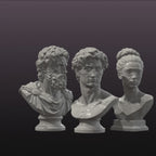 Classical Bust Mini Pack STL – 3 Sculpture Bundle 3D Print Files