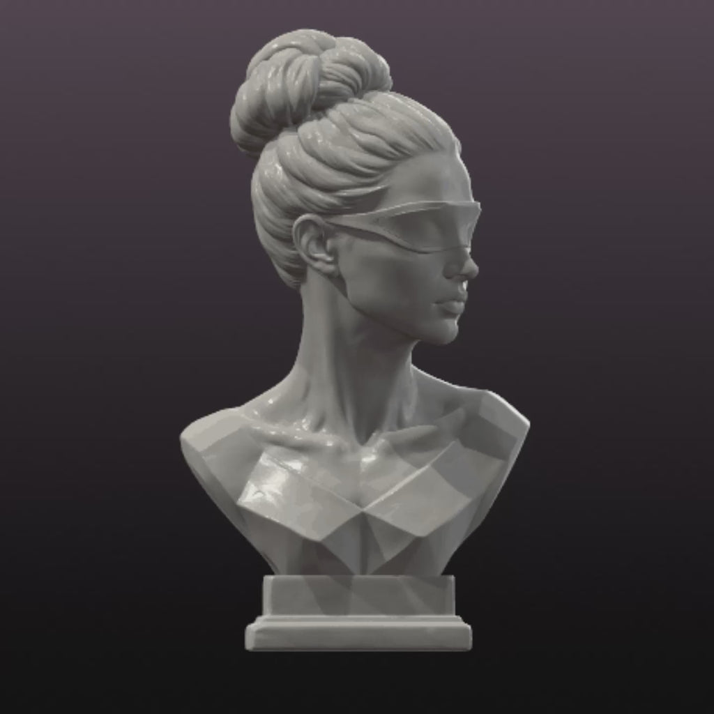Veiled Vision Bust STL File Modern Blindfold Sculpture 3D Print Decor