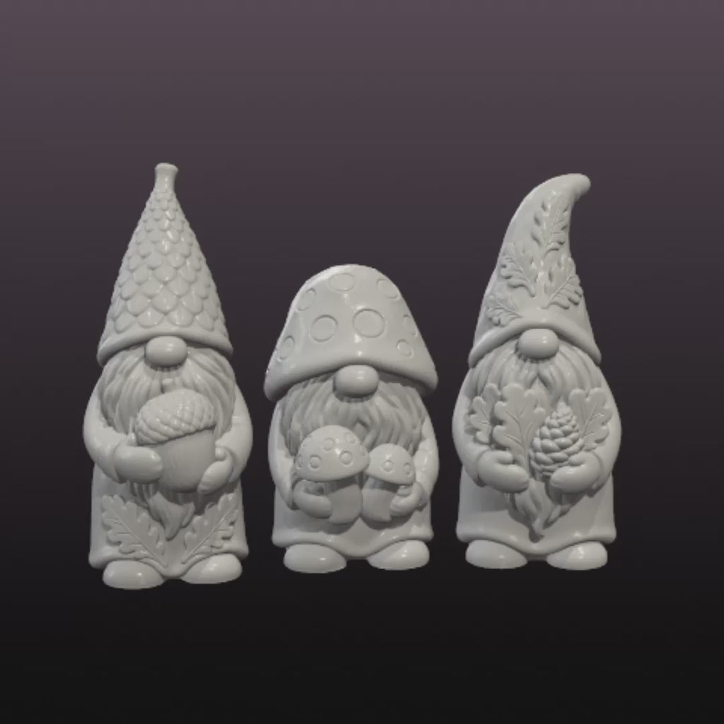 Autumn Woodland Gnome STL Bundle – 3 Garden Gnome 3D Print Files