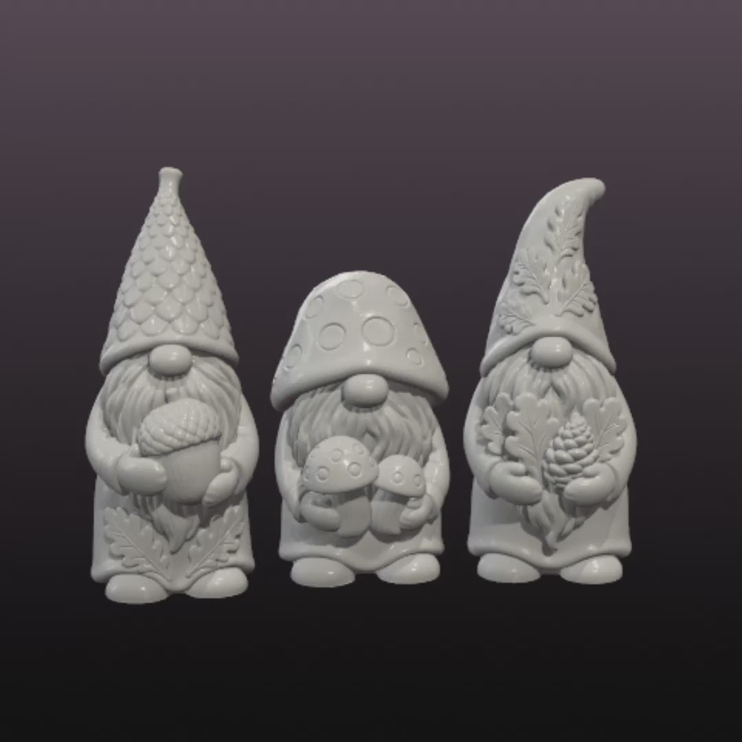 Autumn Woodland Gnome STL Bundle – 3 Garden Gnome 3D Print Files
