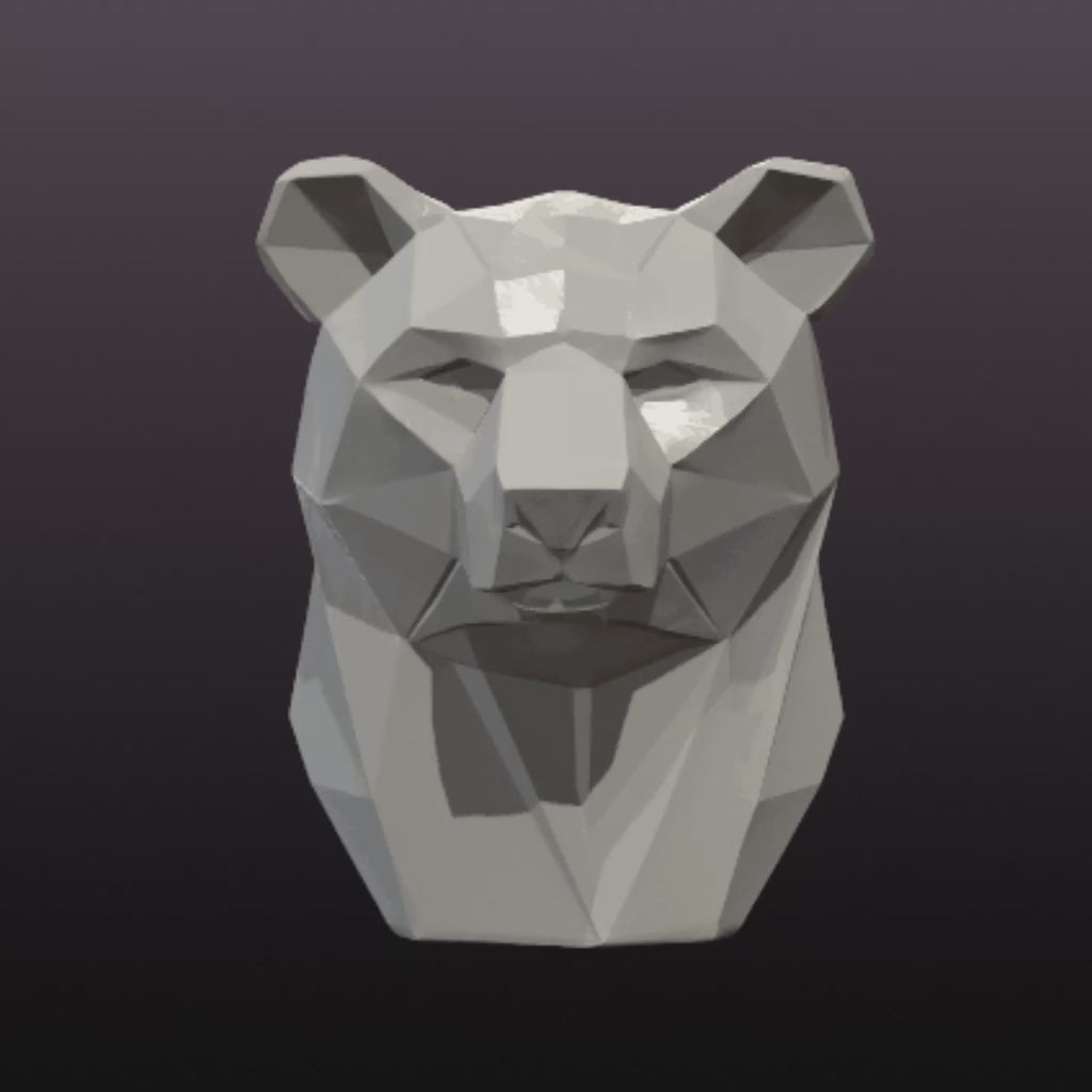 Low Poly Bear Head STL Modern Animal Sculpture 3D Print File