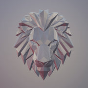 Lion Wall Art STL – Geometric 3D Wall Decor with Keyhole Mount - Low Poly Lion Head