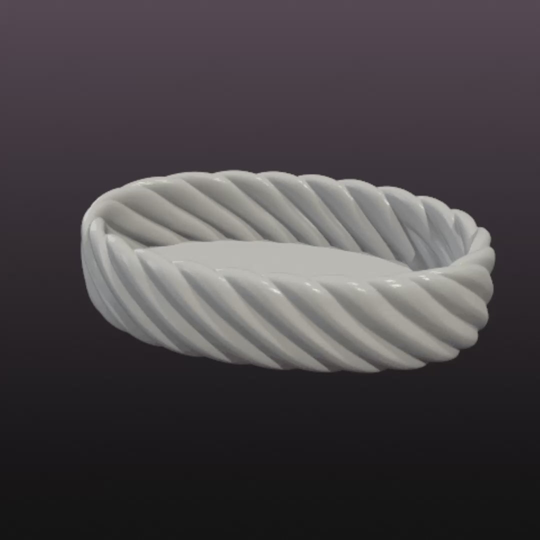 Twisted Rope Catchall Tray STL File – Oval Jewelry Dish and 3D Printable Organizer