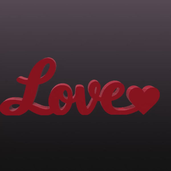 Love Sign STL – Romantic Heart Word Art for Easy Support-Free 3D Printing