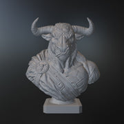 Minotaur Warrior Bust STL File – Mythology Sculpture 3D Print