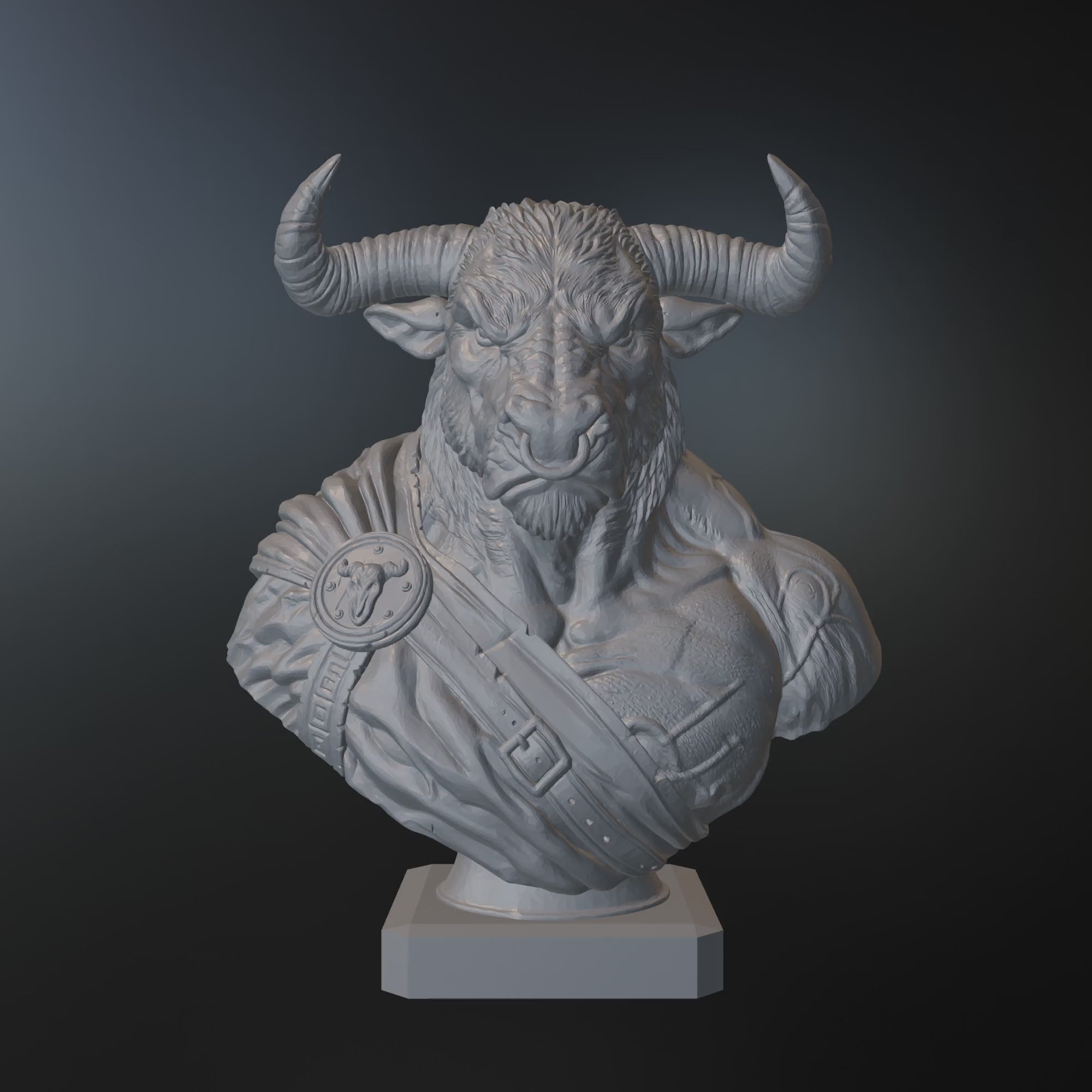Minotaur Warrior Bust STL File – Mythology Sculpture 3D Print