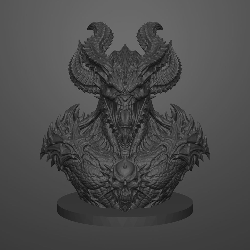 Infernal Demon Bust STL – Highly Detailed Fantasy Sculpture 3D Print File