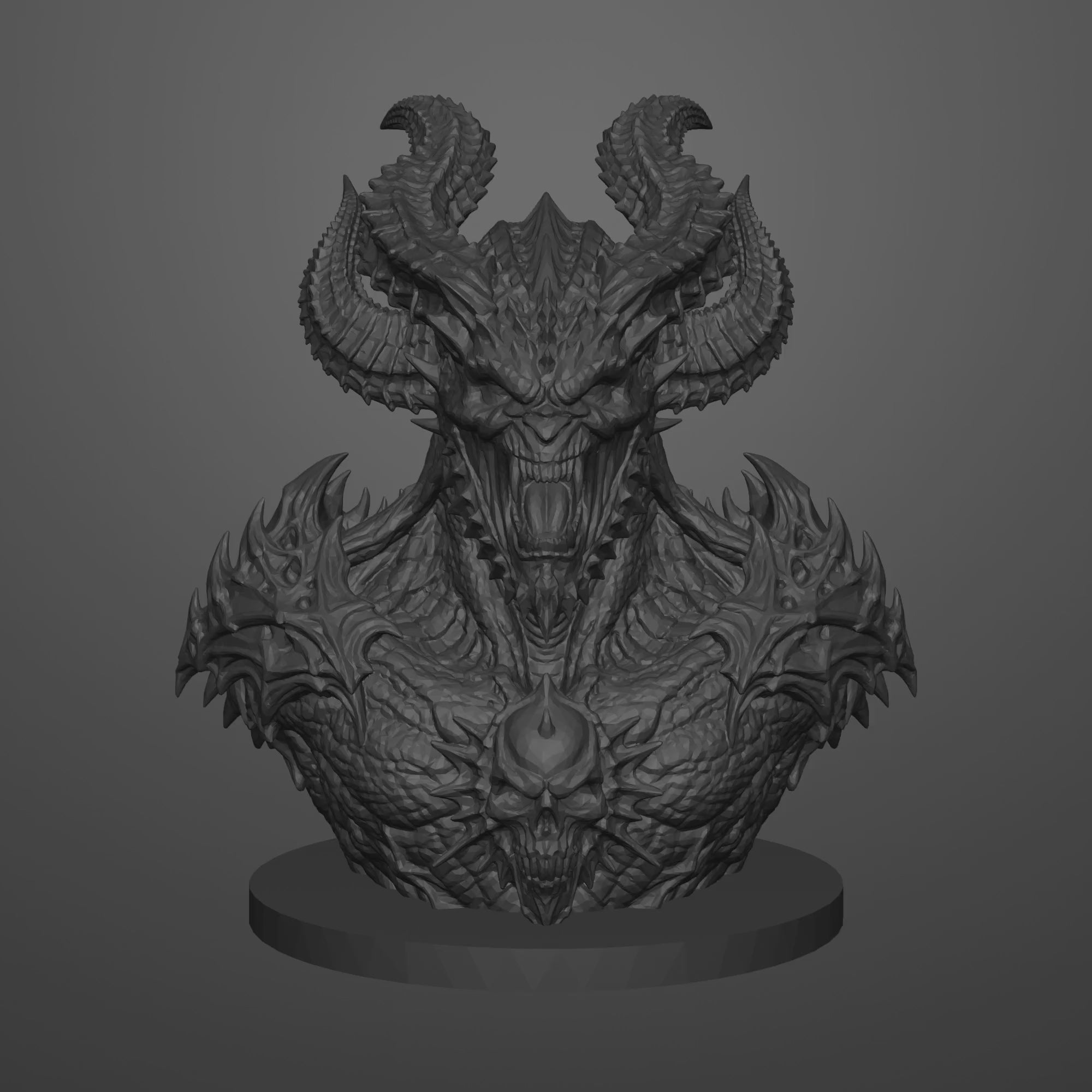 Infernal Demon Bust STL – Highly Detailed Fantasy Sculpture 3D Print File