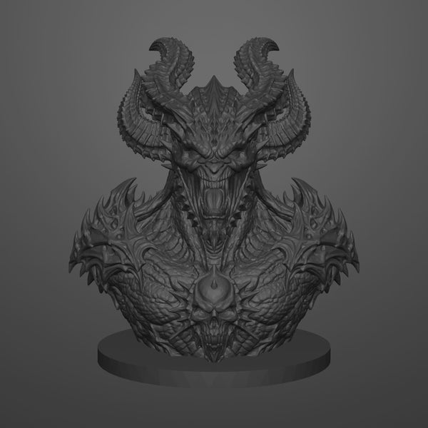 Infernal Demon Bust STL – Highly Detailed Fantasy Sculpture 3D Print File