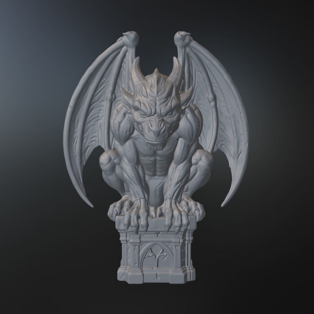 Gargoyle Guardian STL – Gothic Demon Statue 3D Print File