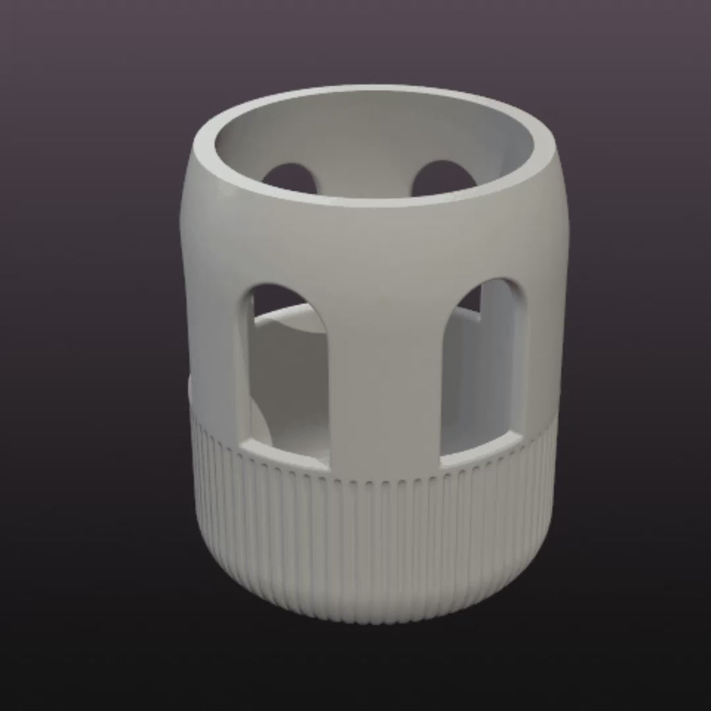 Modern Ribbed LED Lantern STL File – Arched Window Candle Holder for 3D Printing