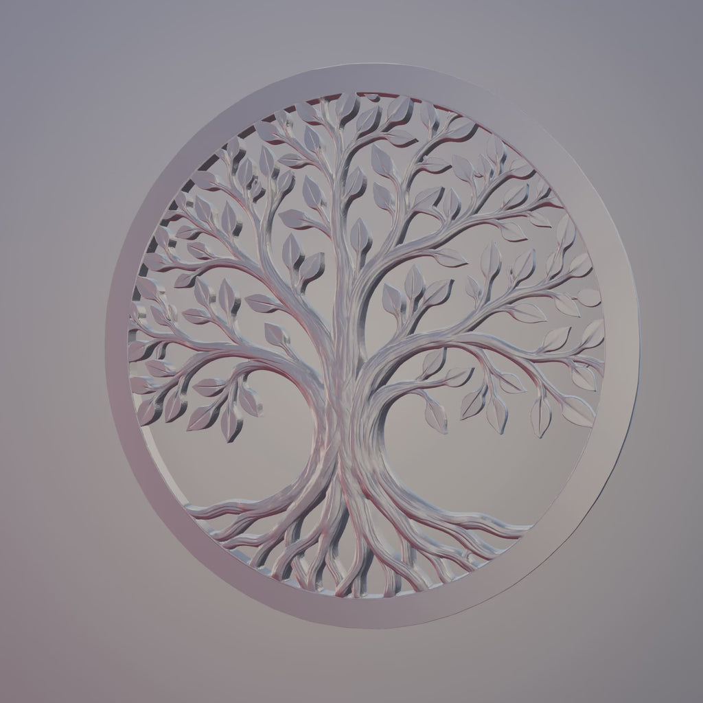Tree of Life Wall Art STL File – Circular 3D Printable Wall Decor – Instant Download