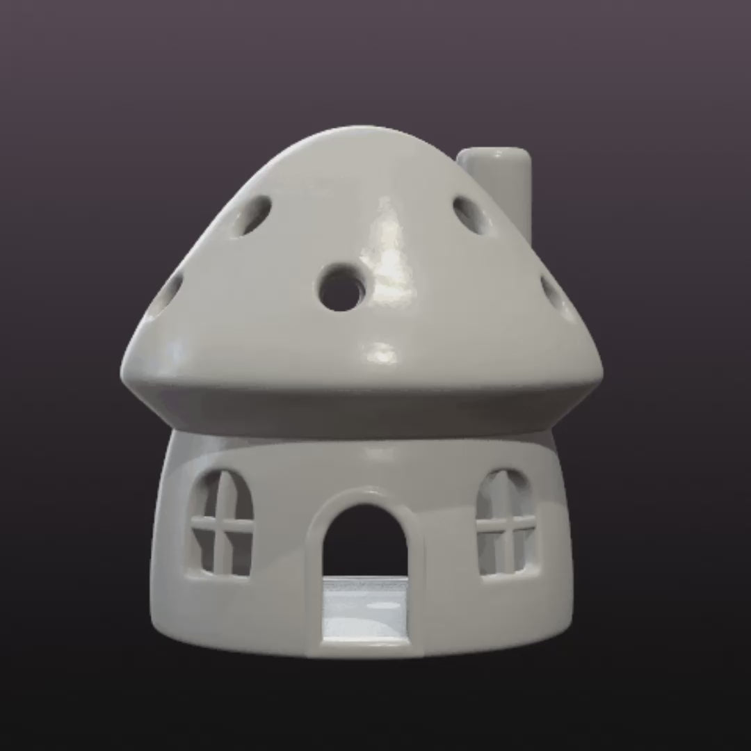 Mushroom House Tealight Holder STL – Cottagecore Fairy Lantern 3D Print File