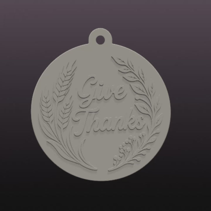 Animated turn of the gray Give Thanks door hanger 3D model