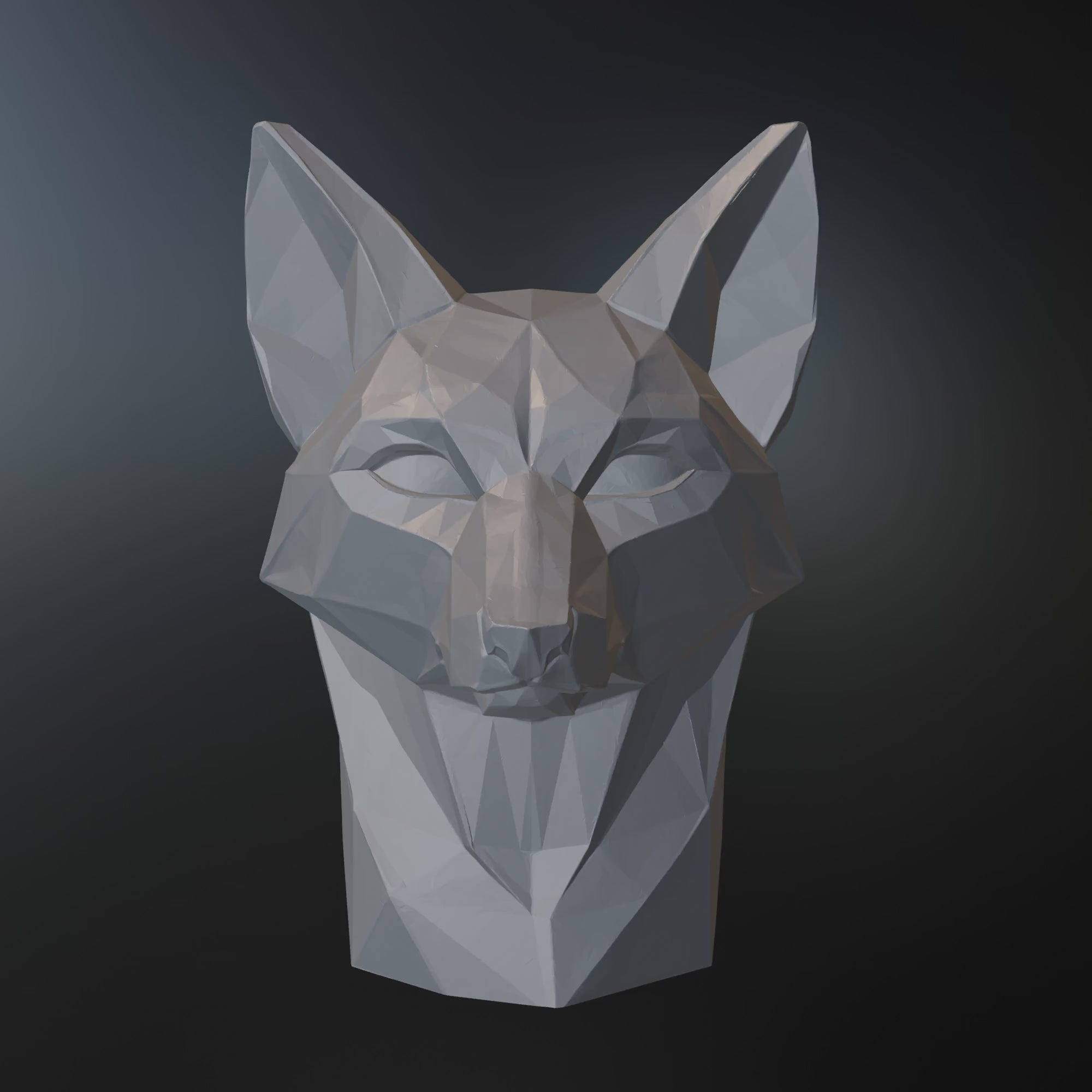 Low Poly Fox Head STL File – Geometric Animal Bust for 3D Printing
