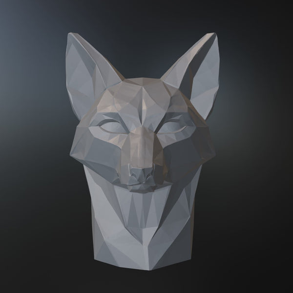 Low Poly Fox Head STL File – Geometric Animal Bust for 3D Printing