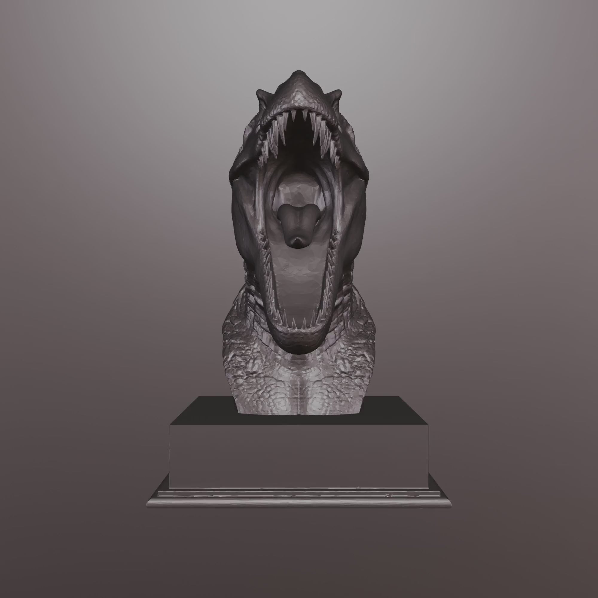 3D print preview of dinosaur bust