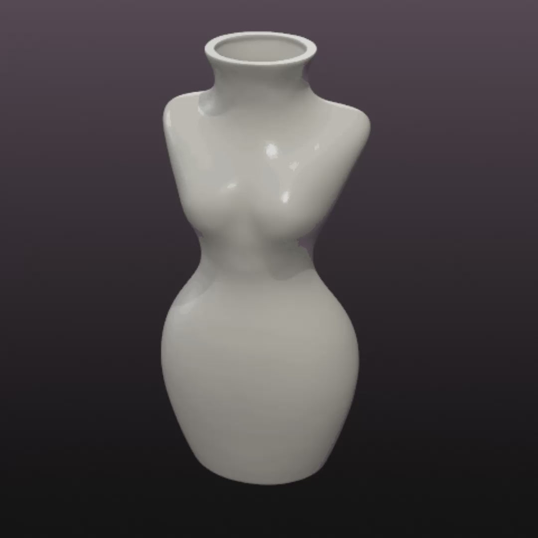 Female Torso Vase STL File – 3D Printable Woman Body Flower Vase Modern Sculptural Home Decor