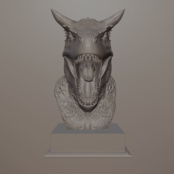 Carnotaurus Bust STL – Detailed Dinosaur Sculpture 3D Print File | Digital Download