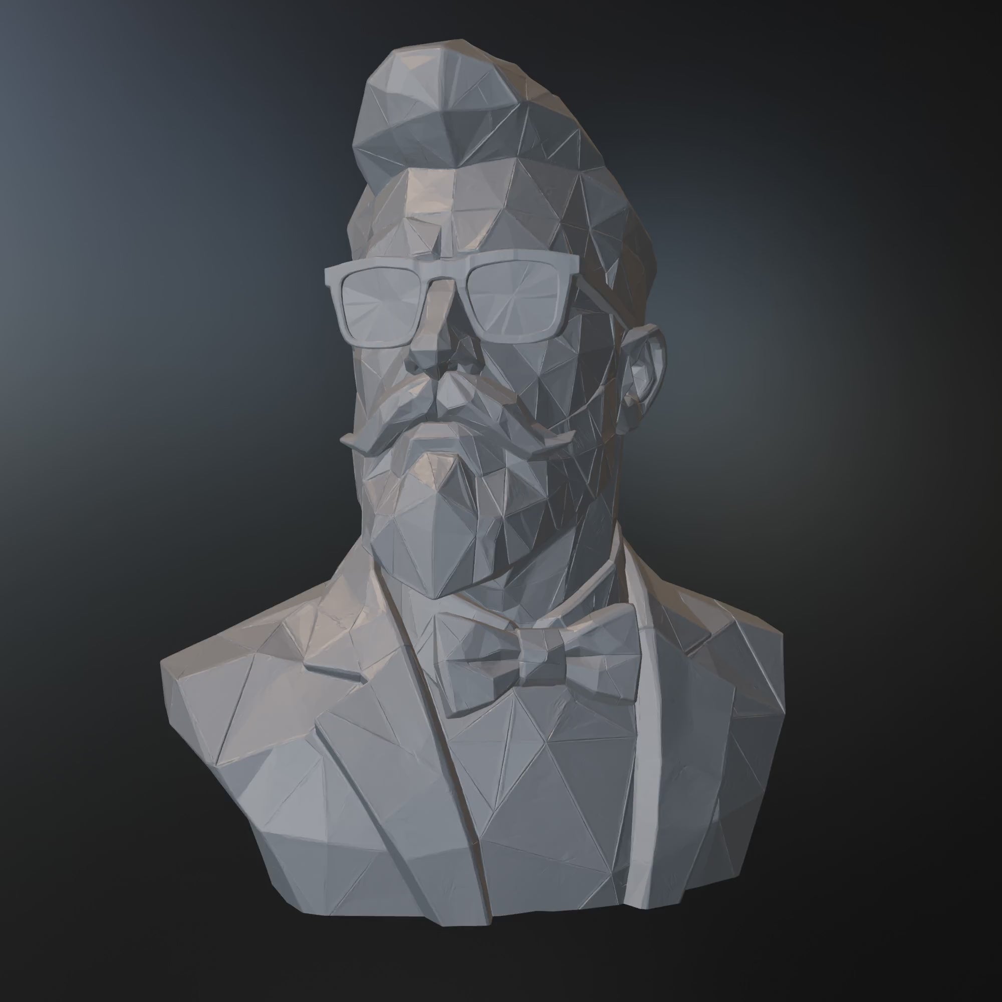 Low Poly Gentleman Bust STL – Modern Barber Shop Decor 3D Print - Geometric Man Sculpture STL