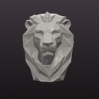 Low Poly Lion Head STL Modern Geometric Animal Sculpture