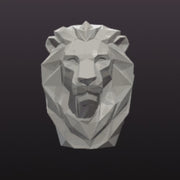 Low Poly Lion Head STL Modern Geometric Animal Sculpture